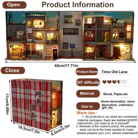 3D Wooden Book Stand Puzzle DIY Dollhouse Wood Bookends Book Nook Model Building Kit with LED Light for Teens and Adults to Build-Creativity Gift for Birthdays Christmas Halloween, Multicolor