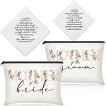 Sadnyy 4 Pcs Mother of the Groom Gifts from Bride Mother of Bride Cosmetic Bag Wedding Handkerchief for Wedding Mom in Law(Flower)