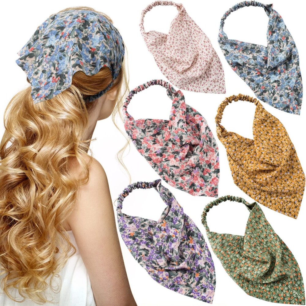 ANCIRS 6 Pack Bandana Headbands for Women, Floral Bandana Hair Scarf Headbands for Girls, Double Layer Chiffon Print Hair Band for Women ANCIRS 6 Pack Bandana Headbands for Women, Floral Bandana Hair Scarf Headbands for Girls, Double Layer Chiffon Print Hair Band for Women