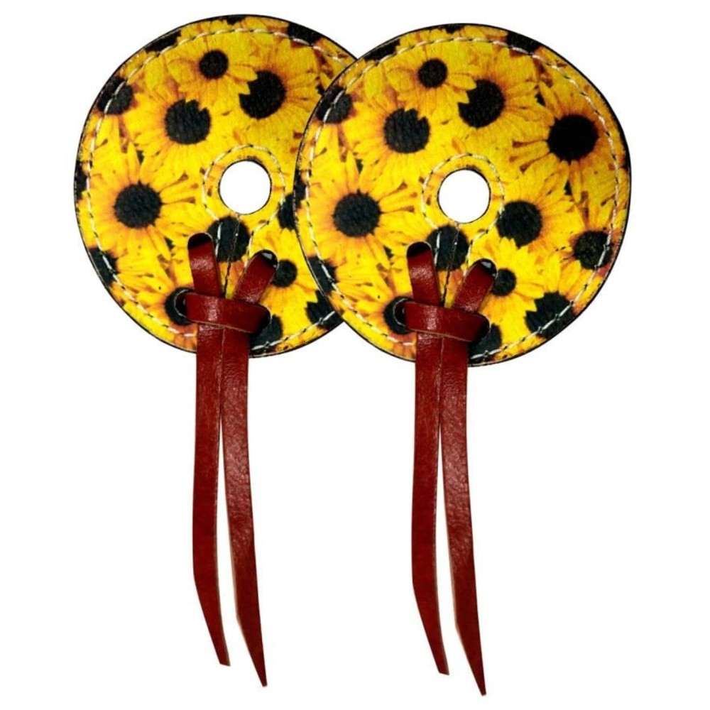 Showman Sunflower Print Leather Bit Guards