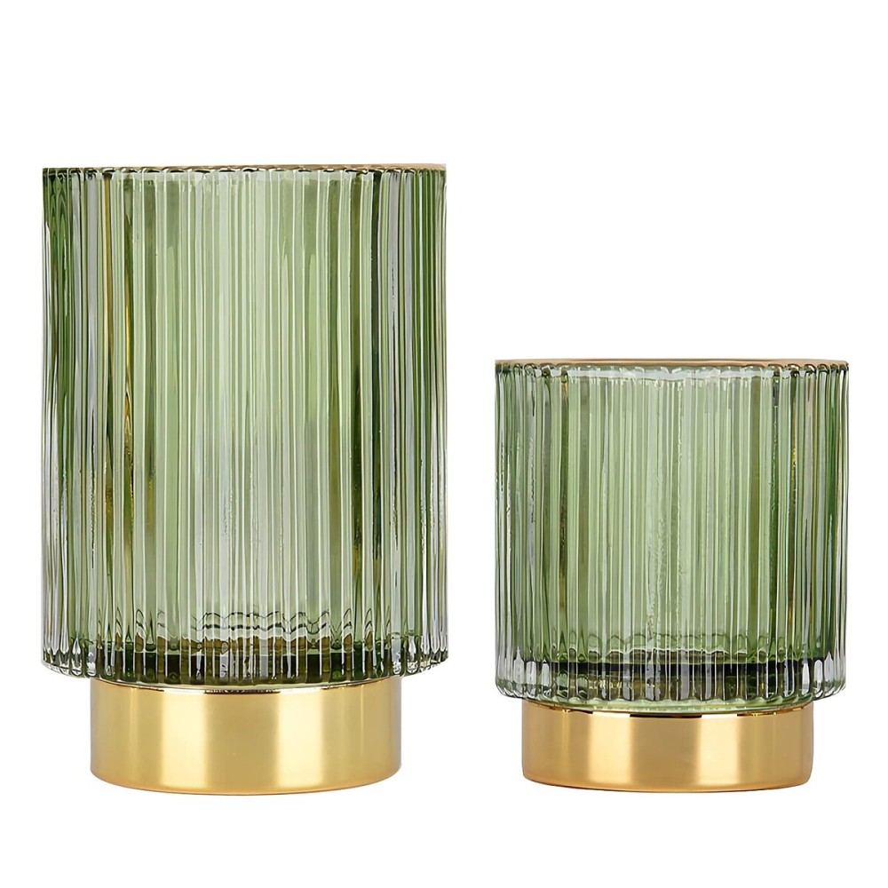 DASITON Makeup Brush holder Organizer,Crystal Cosmetic Glass Storage Holder, Vintage Make Up Brush Cup Pen Pencil Holder striped vase(Green S+L DASITON Makeup Brush holder Organizer,Crystal Cosmetic Glass Storage Holder, Vintage Make Up Brush Cup Pen Pencil Holder striped vase(Green S+L