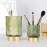DASITON Makeup Brush holder Organizer,Crystal Cosmetic Glass Storage Holder, Vintage Make Up Brush Cup Pen Pencil Holder striped vase(Green S+L