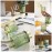 DASITON Makeup Brush holder Organizer,Crystal Cosmetic Glass Storage Holder, Vintage Make Up Brush Cup Pen Pencil Holder striped vase(Green S+L