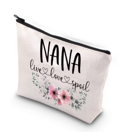Nana Gift Live Love Spoil Grandma Mothers Day Gift Nana Travel Bag Makeup Bag (live love spoil Nana)
