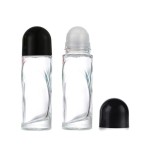 2Pcs 70ml/2.36oz Clear Glass Deodorant Roller Bottle with Plastic Roller Ball & Black Lid Deodorant Bottles Essential Oil Roller Bottles Empty Deodorant Containers, Thin-Waist Style