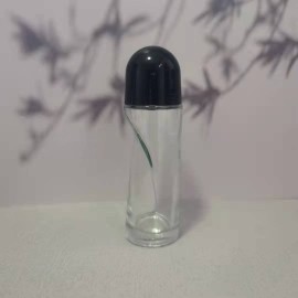 2Pcs 70ml/2.36oz Clear Glass Deodorant Roller Bottle with Plastic Roller Ball & Black Lid Deodorant Bottles Essential Oil Roller Bottles Empty Deodorant Containers, Thin-Waist Style