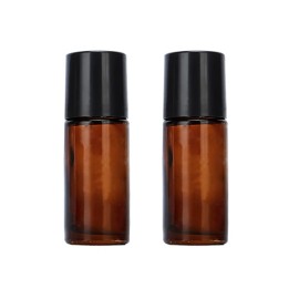 2Pcs 50ml/1.7oz Amber Glass Deodorant Roller Bottl..