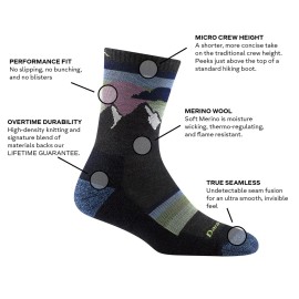 DARN TOUGH (5005) Women\'s Hike/Trek Sunset Ledge Micro Crew Lightweight with Cushion Sock - (Taupe, Small)