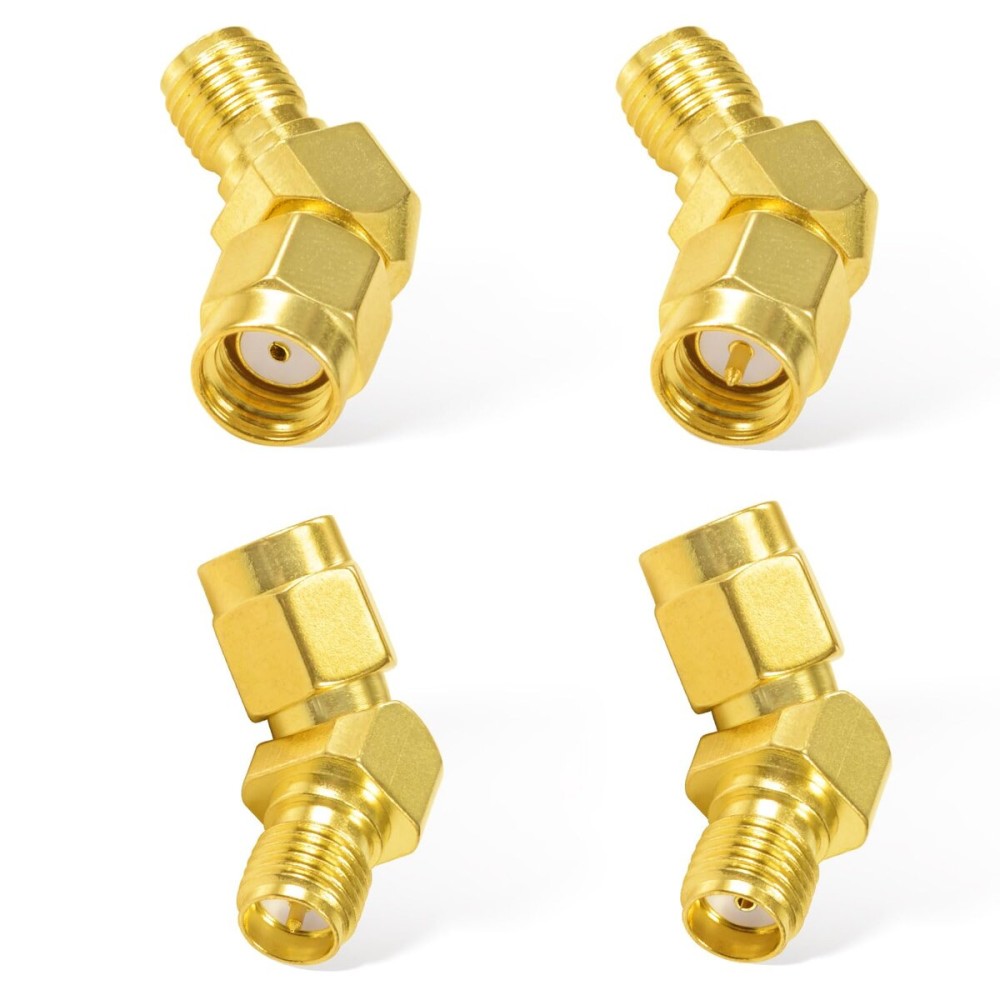 Superbat FPV Drone Goggles Antenna Adapter SMA to RP-SMA 45 Degree Adapter Connector Kit 4-Pack for FPV Antenna Race/Quadcopter Fatshark Goggles WiFi Antenna Extension Cable