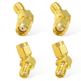 Superbat FPV Drone Goggles Antenna Adapter SMA to RP-SMA 45 Degree Adapter Connector Kit 4-Pack for FPV Antenna Race/Quadcopter Fatshark Goggles WiFi Antenna Extension Cable