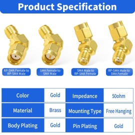 Superbat FPV Drone Goggles Antenna Adapter SMA to RP-SMA 45 Degree Adapter Connector Kit 4-Pack for FPV Antenna Race/Quadcopter Fatshark Goggles WiFi Antenna Extension Cable