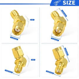 Superbat FPV Drone Goggles Antenna Adapter SMA to RP-SMA 45 Degree Adapter Connector Kit 4-Pack for FPV Antenna Race/Quadcopter Fatshark Goggles WiFi Antenna Extension Cable