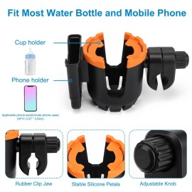Accmor Stroller Cup Holder with Phone Holder, Universal Cup Holder, Bike Cup Holder, 360 Rotatable Large Caliber Drinks Holder for Stroller, Bike, Wheelchair, Walker