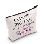 POFULL Grammie Gift Grandma Gift Mother\'s Day Grammies Travel Bag Visit Hug Spoil Repeat Cosmetic Bag (Grammies Travel Bag)