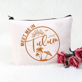 POFULL TULUM Mexico Gift Meet Me In TULUM Travel Cosmetic Pouch Tulum Wedding Welcome Gift (Tulum bag)