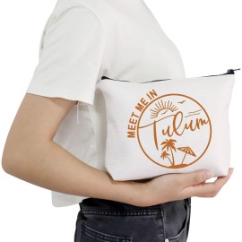 POFULL TULUM Mexico Gift Meet Me In TULUM Travel Cosmetic Pouch Tulum Wedding Welcome Gift (Tulum bag)