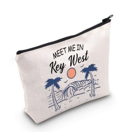 POFULL Key West Weekend Gift Meet Me In Key West Travel Cosmetic Pouch Florida Vacation Gift (Key West bag)