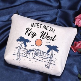 POFULL Key West Weekend Gift Meet Me In Key West Travel Cosmetic Pouch Florida Vacation Gift (Key West bag)