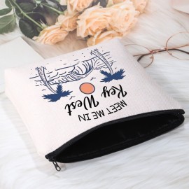 POFULL Key West Weekend Gift Meet Me In Key West Travel Cosmetic Pouch Florida Vacation Gift (Key West bag)