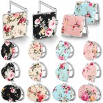 Blulu 16 Pcs Compact Mirror for Purse Small Flower Pocket Mirror Vintage Portable Floral Folding Tea Party Favors Birthday Gifts for Women Wedding Makeup Travel(Silver Edge)