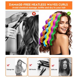 YEVYO 30 Pcs Heatless Hair Curlers Wave Curls Styling Kit with 2 Pcs Styling Hooks, No Heat Hair Curlers Heatless Wave Curlers for Women Girls Long Medium Short Hair (6 Colors, 45 cm/17.71 inch) YEVYO 30 Pcs Heatless Hair Curlers Wave Curls Styling Kit with 2 Pcs Styling Hooks, No Heat Hair Curlers Heatless Wave Curlers for Women Girls Long Medium Short Hair (6 Colors, 45 cm/17.71 inch)