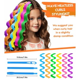 YEVYO 30 Pcs Heatless Hair Curlers Wave Curls Styling Kit with 2 Pcs Styling Hooks, No Heat Hair Curlers Heatless Wave Curlers for Women Girls Long Medium Short Hair (6 Colors, 45 cm/17.71 inch) YEVYO 30 Pcs Heatless Hair Curlers Wave Curls Styling Kit with 2 Pcs Styling Hooks, No Heat Hair Curlers Heatless Wave Curlers for Women Girls Long Medium Short Hair (6 Colors, 45 cm/17.71 inch)