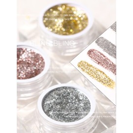 Gorvalin 3 Boxes Glitter Nail Polish, 3D Gold Silver Rose Gold Nail Art Painted Liner Nail Gel Polish Holographic Chrome Sparkle Glitter Nail Polish for Salon Home Nail Art DIY
