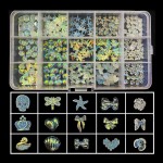 Nail Art Charms for Acrylic Nail Design Kit 300PCS Resin 3d Nail Charms Kawaii Bear Butterfly Flowers Cute DIY Nail Decorations Accessories Supplies