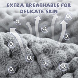 MUKIN Baby Washcloths - Soft Face Cloths for Newborn, Absorbent Bath Face Towels, Baby Wipes, Burp Cloths or Face Towels, Baby Registry as Shower. Pack of 6-12x12 inches (Grey)