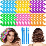 30 Pcs Heatless Hair Curlers Wave Curls Styling Kit with 2 Pcs Styling Hooks, No Heat Hair Curlers Heatless Wave Curlers for Women Girls Short Hair (6 Colors, 25 cm/9.84 inch)