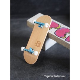 Teak Tuning Prodigy Pro Inverted Fingerboard Trucks with Gold Colored Locknuts & Urethane Tuning, Electric Blue Colorway - 34mm Width - Inverted Kingpin, Solid Axle Style - Tuned & Assembled
