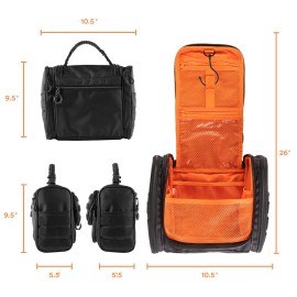 Fitdom Tactical Hanging Toiletry Bag Dopp Kit For Men & Women. Perfect For Travel & Storage for Cosmetic, Clipper, Toothbrush, Shower, Shaving & Grooming Care. Best Overnight Toiletries Organizer Case