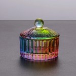 Noverlife Mini Round Shape Nail Art Acrylic Liquid Powder Glass Dappen Dish, Colorful Nail Crystal Bowl with Lid, Professional Nail Art Brush Washing Container for Nail Salon Nail Art Tools Nail Decor