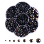 5800Pcs Half Pearls for Crafts - Flatback for Artwork Making, DIY Rhinestones Accessory Nail Art, Face Gems Jewels Flat Back Craft for Artist Creative - AB Black