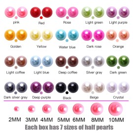 5800Pcs Half Pearls for Crafts - Flatback for Artwork Making, DIY Rhinestones Accessory Nail Art, Face Gems Jewels Flat Back Craft for Artist Creative - AB Black