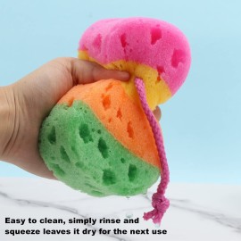 BTYMS 3 Pieces Exfoliating Bath Sponge Body Sponges Shower Loofah Soft Bathing Pouf Foam Lufa Body Scrubber