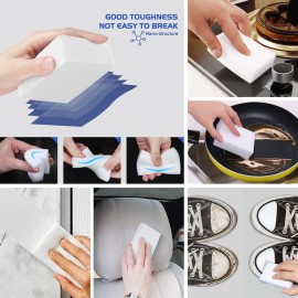 100 Pack Magic Sponge Eraser, Premium Reusable Melamine Sponges, Powerful Cleaning for Kitchen, Bathroom, Walls, Shoes, Electronics, Household Cleaning Kitchen Dish Sponges. Durable & Not Easily Rip.