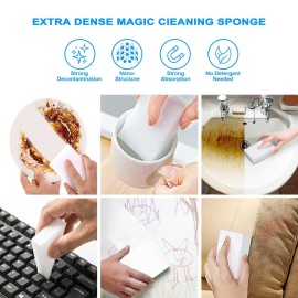 100 Pack Magic Sponge Eraser, Premium Reusable Melamine Sponges, Powerful Cleaning for Kitchen, Bathroom, Walls, Shoes, Electronics, Household Cleaning Kitchen Dish Sponges. Durable & Not Easily Rip.