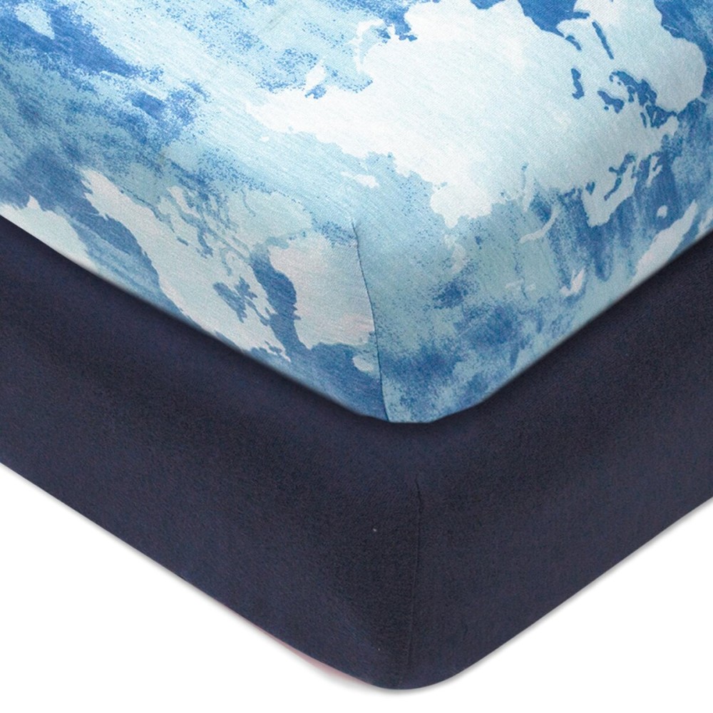 HonestBaby Unisex-Baby Classics Fitted Crib Sheets Set Standard Mattress, 100% Organic Cotton Baby Boys, Girls, Neutral, 2 Pack - Sketchy Stripe, One Size