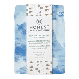 HonestBaby Unisex-Baby Classics Fitted Crib Sheets Set Standard Mattress, 100% Organic Cotton Baby Boys, Girls, Neutral, 2 Pack - Sketchy Stripe, One Size