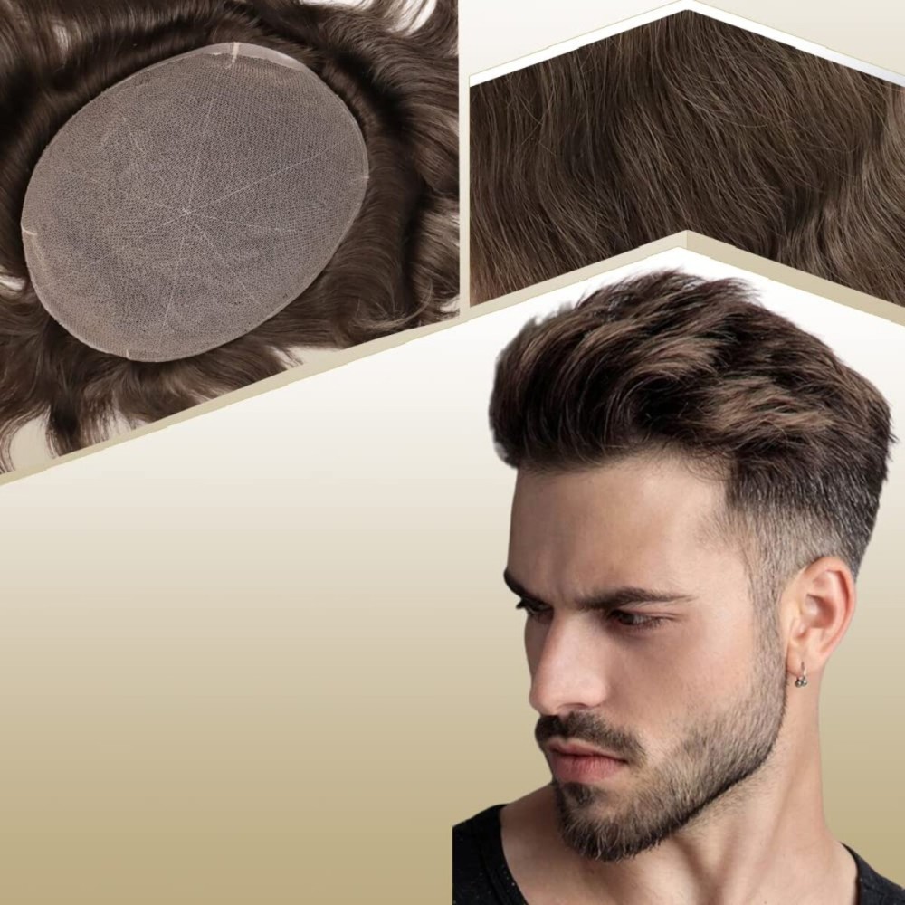 Lishy European Human Hair Toupee for Men Soft Full Swiss Lace Hair Replacement System Hairpieces 10x8 Straight 7 Lightest Brown Color Lishy European Human Hair Toupee for Men Soft Full Swiss Lace Hair Replacement System Hairpieces 10x8 Straight 7 Lightest Brown Color