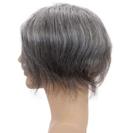 Lishy Men\'s Hairpiece Human Hair Replacement Systems Toupee for Men Thin Skin with Mono Lace Top and the Durable PU Back 10x8inch Medium Density Free Style 1B Mixed 60% White Hair Lishy Men\'s Hairpiece Human Hair Replacement Systems Toupee for Men Thin Skin with Mono Lace Top and the Durable PU Back 10x8inch Medium Density Free Style 1B Mixed 60% White Hair