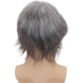 Lishy Men\'s Hairpiece Human Hair Replacement Systems Toupee for Men Thin Skin with Mono Lace Top and the Durable PU Back 10x8inch Medium Density Free Style 1B Mixed 60% White Hair Lishy Men\'s Hairpiece Human Hair Replacement Systems Toupee for Men Thin Skin with Mono Lace Top and the Durable PU Back 10x8inch Medium Density Free Style 1B Mixed 60% White Hair