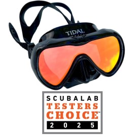 Tidal Mask - Advanced Anti Fog Diving Mask for Scuba Diving, Snorkeling, and Free Diving. Wide-Angle Single Lens. Best Anti Fog Scuba Mask, Snorkel Mask, Dive Mask for Adults. (Black/Tinted Lens).