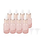 Kesell 8 Pack 15ml Pink Dropper Bottles, 1/2 oz Empty Refillable Glass Sample Vials for Essential Oils DIY Perfume Small Travel Container, With Rose-Gold Cap And 2 Funnels