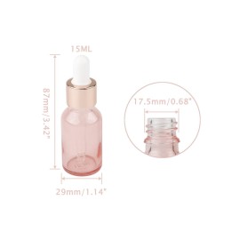 Kesell 8 Pack 15ml Pink Dropper Bottles, 1/2 oz Empty Refillable Glass Sample Vials for Essential Oils DIY Perfume Small Travel Container, With Rose-Gold Cap And 2 Funnels