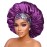 Silk Satin Bonnet Hair Cap: 2pcs 17inch Diameter Extra Large Jumbo Sleeping Satin Bonnets with Comfortable Flower Band - High Density Satin Bonnets for Women Braids Curly Night Cap (Purple & Teal)