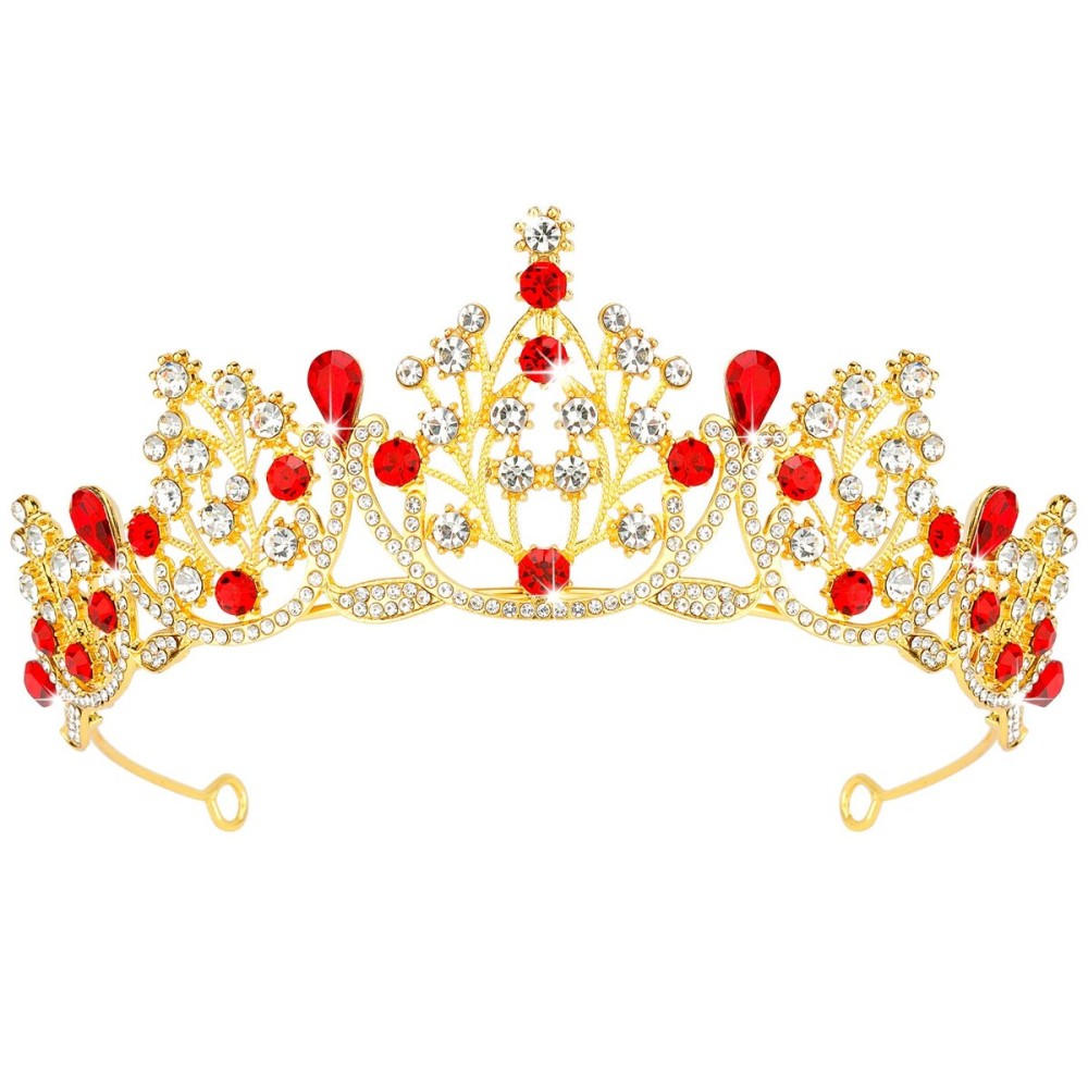BAHABY Red Crowns for Women, Tiaras for Women, Royal Crystal Crown, Princess Queen Crown, Hair Accessories for Wedding Prom Pageant Birthday Party