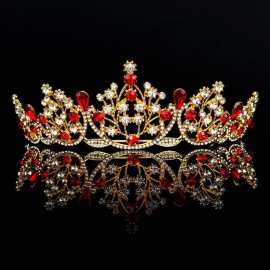 BAHABY Red Crowns for Women, Tiaras for Women, Royal Crystal Crown, Princess Queen Crown, Hair Accessories for Wedding Prom Pageant Birthday Party