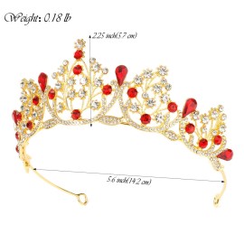 BAHABY Red Crowns for Women, Tiaras for Women, Royal Crystal Crown, Princess Queen Crown, Hair Accessories for Wedding Prom Pageant Birthday Party